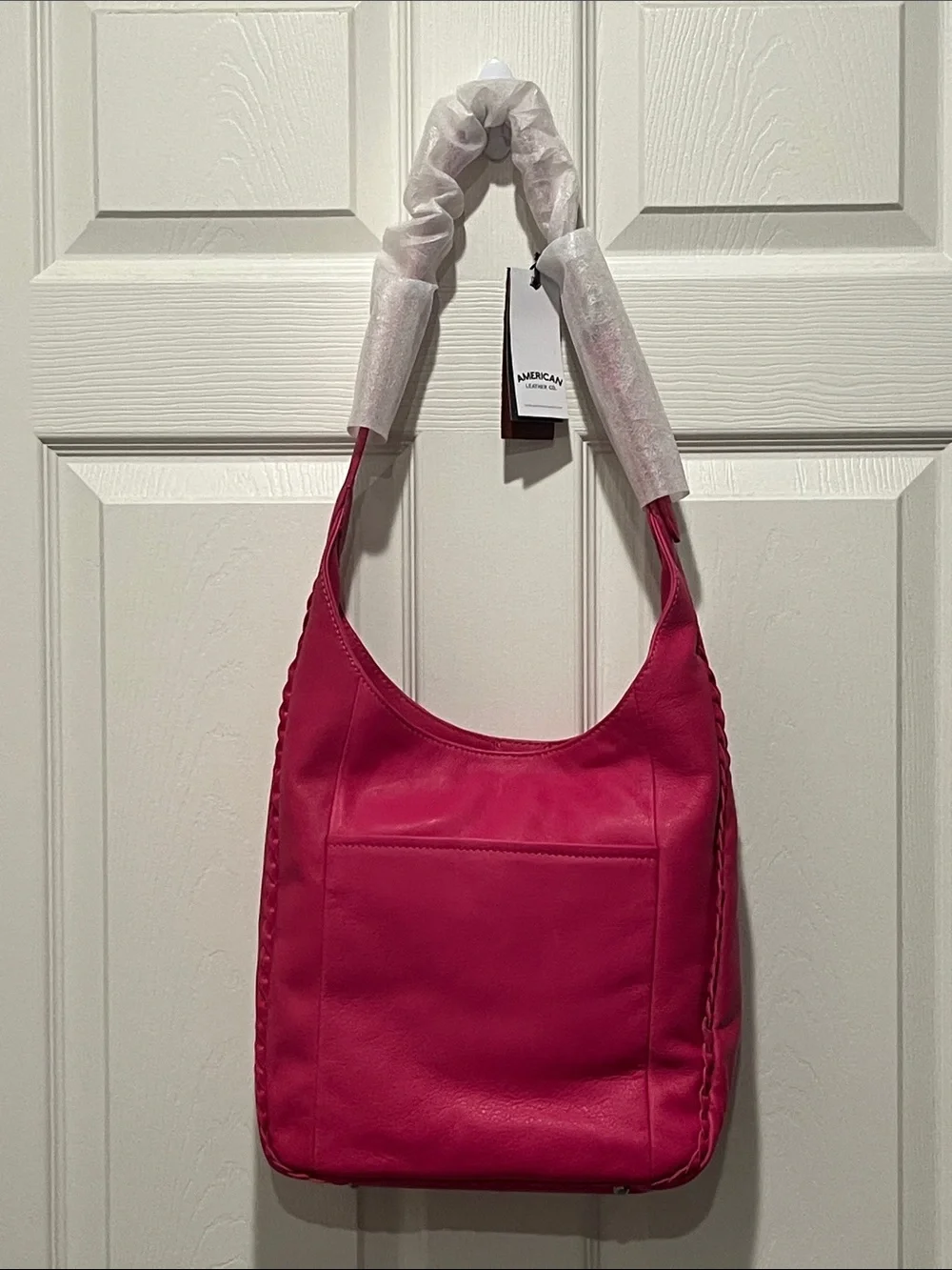 American Leather Fuchsia Dragonfruit Leather Shoulder Bag